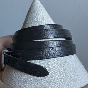 Hermes Black Leather Behapi Quad Tour bracelet